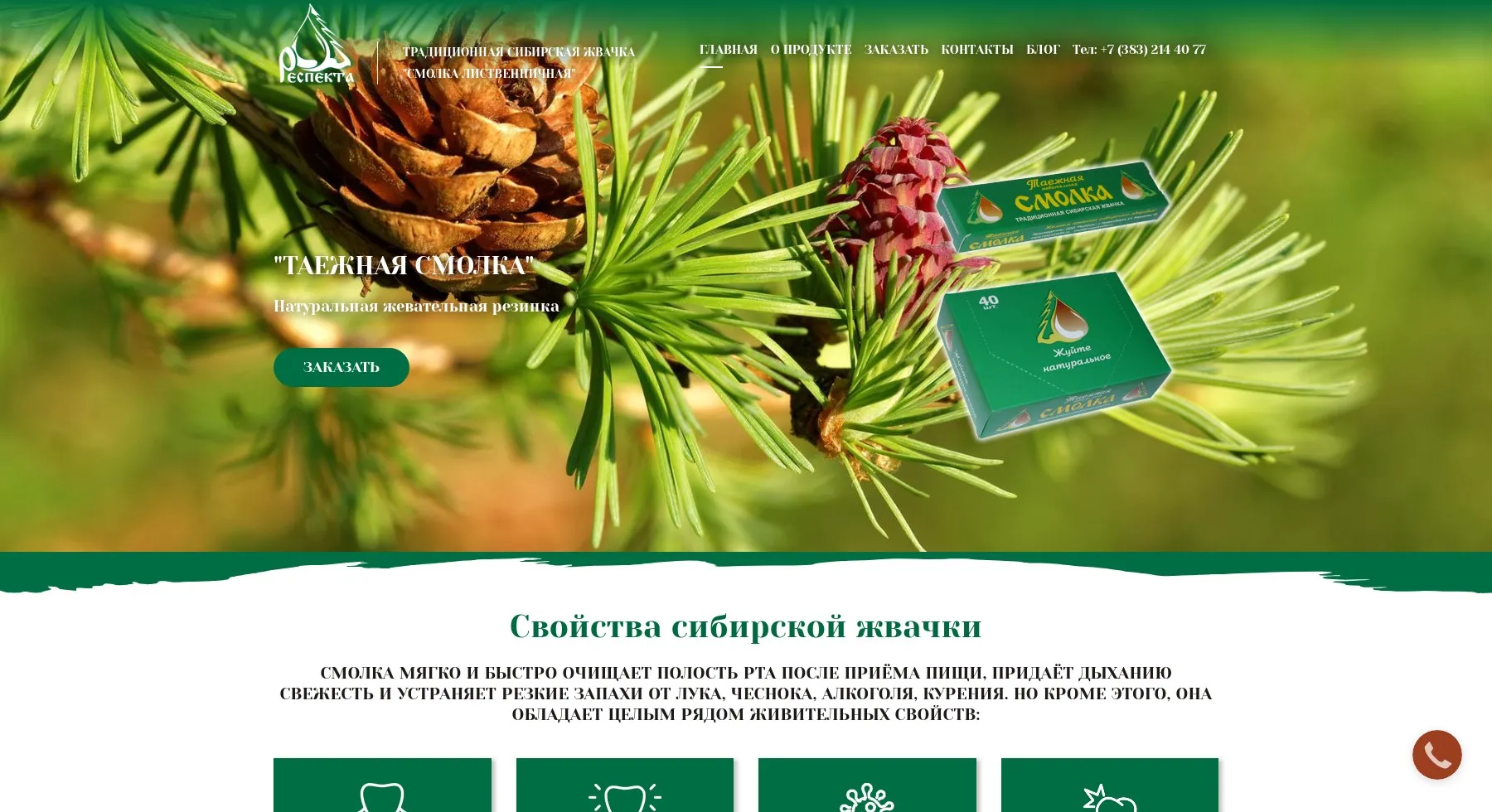 Сайт Лендинг для презентации сибирской жвачки