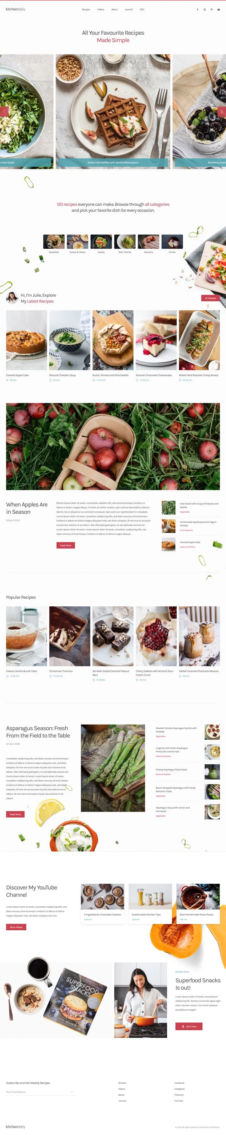 YOOtheme Kitchen Daily - скачать кулинарный шаблон для CMS Joomla