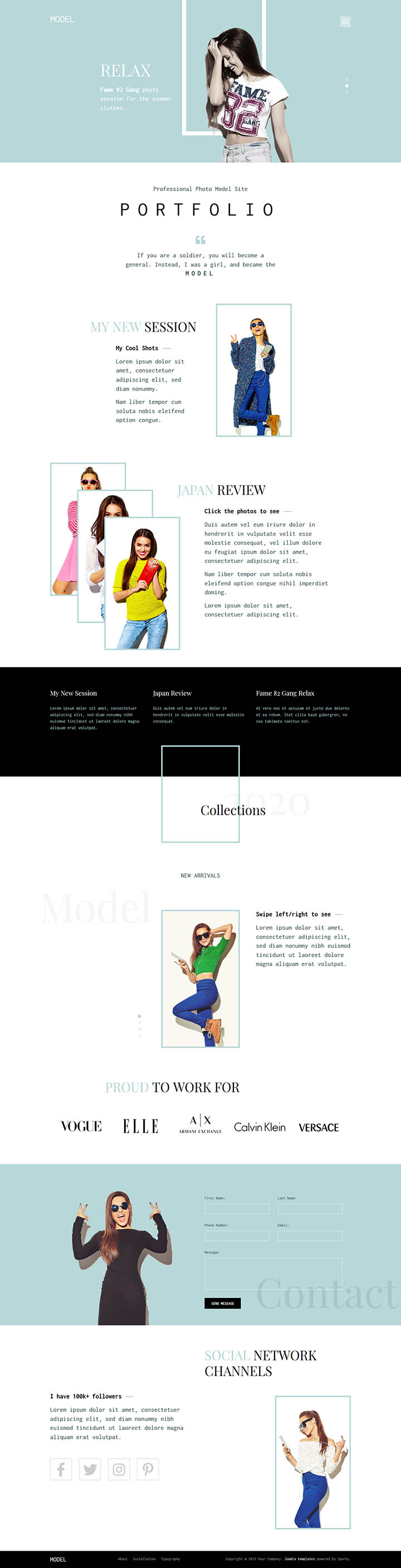 HotThemes Hot Model Portfolio- Шаблон для CMS Joomla для портфолио фотомодели