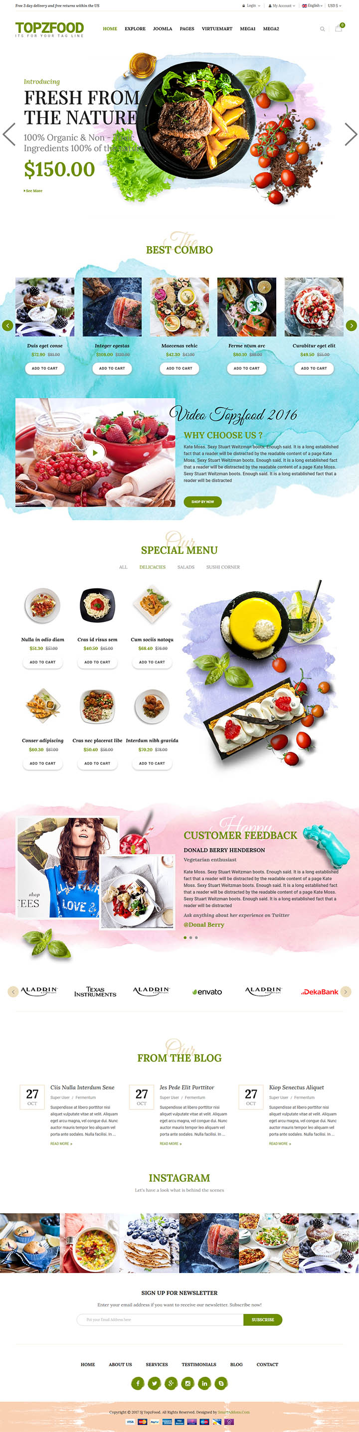 Sj TopzFood   - Шаблон для CMS Joomla